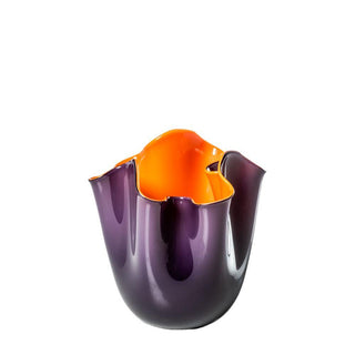 Venini Fazzoletto Bicolore 700.04 vase h. 13.5 cm. Venini Fazzoletto Indigo Inside Orange - Buy now on ShopDecor - Discover the best products by VENINI design