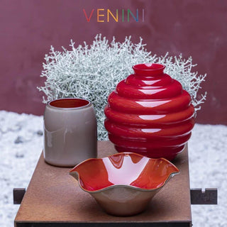Venini Fazzoletto 700.07 centerpiece grey/ox blood red diam. 18 cm. - Buy now on ShopDecor - Discover the best products by VENINI design