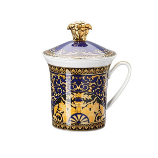 Versace meets Rosenthal 30 Years Mug Collection Medusa Blue mug with lid - Buy now on ShopDecor - Discover the best products by VERSACE HOME design