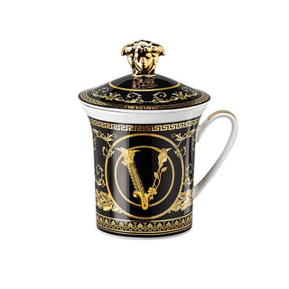 Versace meets Rosenthal 30 Years Mug Collection Virtus Gala Black mug with lid - Buy now on ShopDecor - Discover the best products by VERSACE HOME design